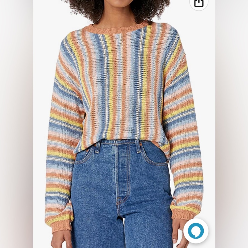 Billabong Seeing Double Striped Crewneck Sweater Multicolor Size S